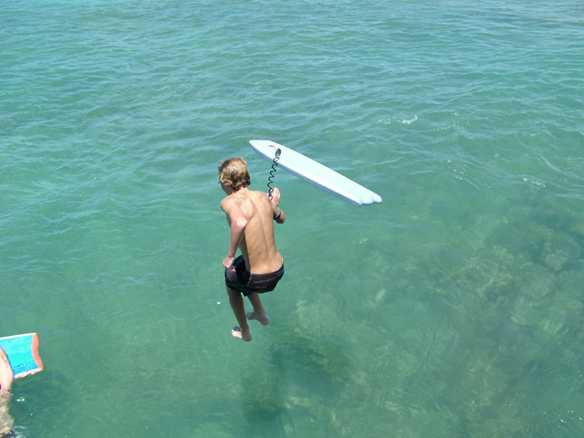 Landed in Water with his Board
